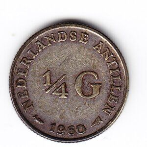 1960 Netherlands Antilles 1/4 Gulden Coin (b274)